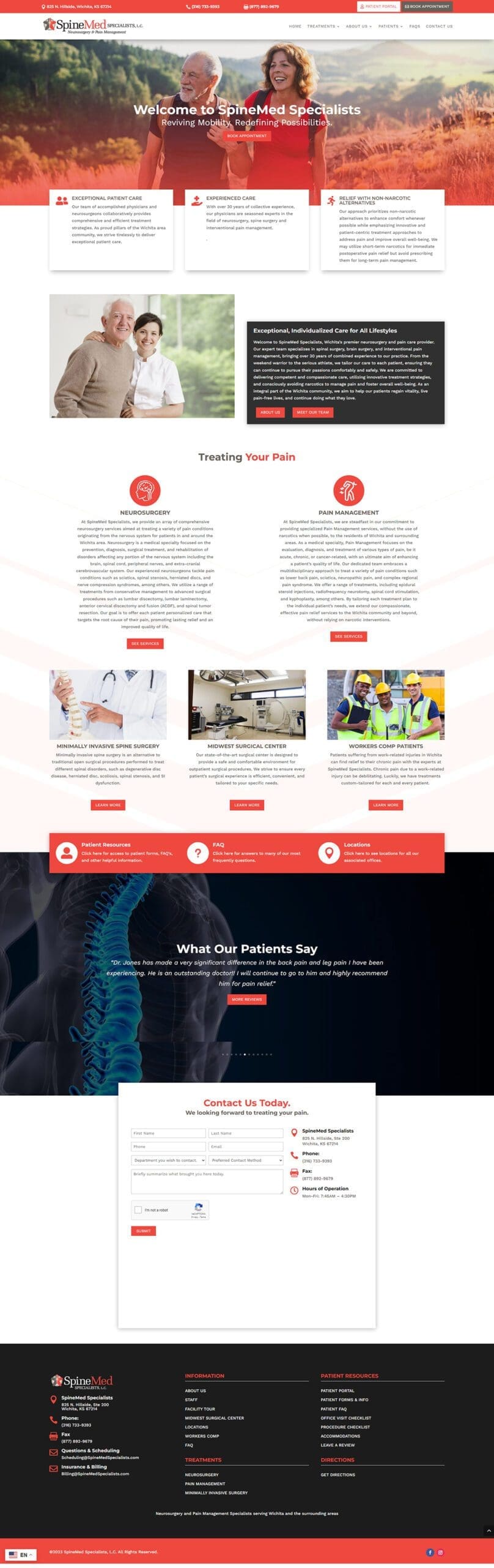 Neurosurgery and Pain Care Provider Website